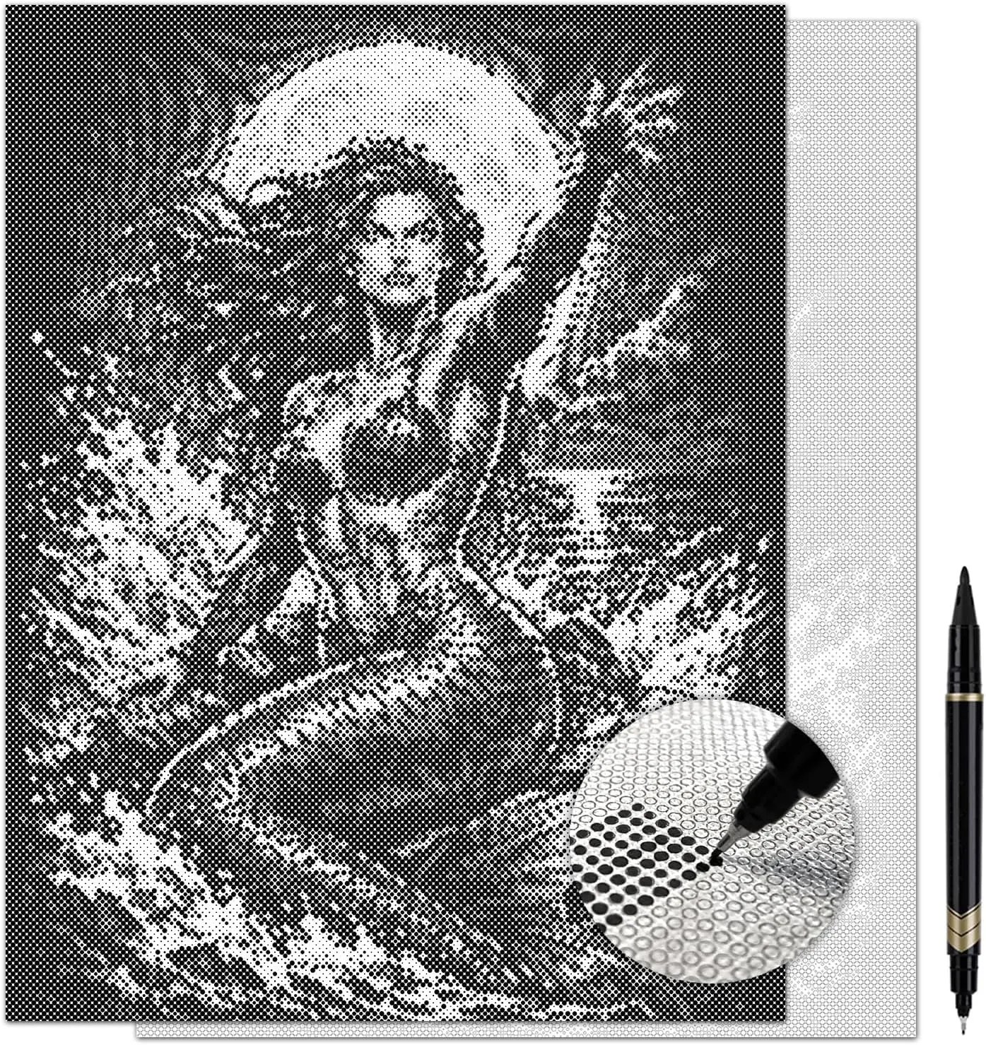 Mermaid Dot Painting Kit for Adults — 13×17 Canvas with Dual-Tip Marker