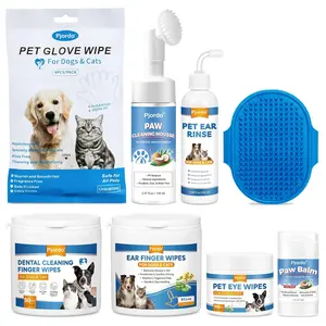 Dog Wipes Cleaning Deodorizing, Dog Grooming Wipes & Dog Paw Cleaner, Pet Cleaning Kit for Teeth, Ears, Eyes, Paw, Body, Dog Ear Rinse, Essential Dog Supplies Set
