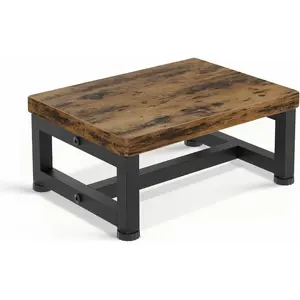 Step Stools for Adults, Sturdy  Stepping Stools with 450LB Capacity, Anti-Slip Bed Steps Stool for High Beds, Foot Stool One Step Stool for Kitchen Bathroom Bedroom, Rustic Brown