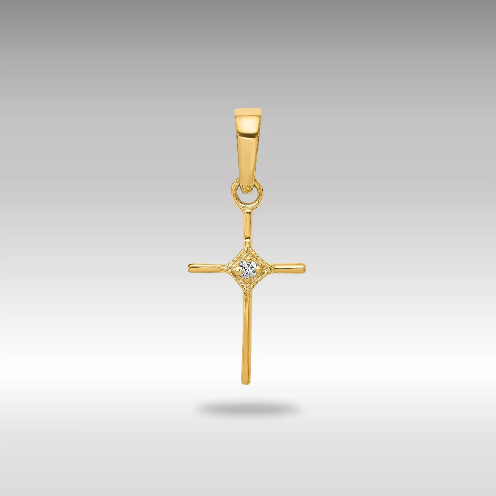 14K Gold Small .01ct. Diamond Cross Pendant - Model PM5026-001-YA