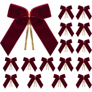 16Pack Red  Christmas Bows for Christmas Tree, Small Decorative Twist Tie Ribbons for Wreath,  Wrapping, 3.5x3.5 Inch ( Red)