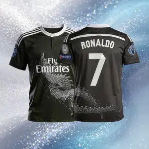 7# Cristiano Ronaldo 14 15 Third Away Black Short Sleeve Soccer Jersey Fans Version