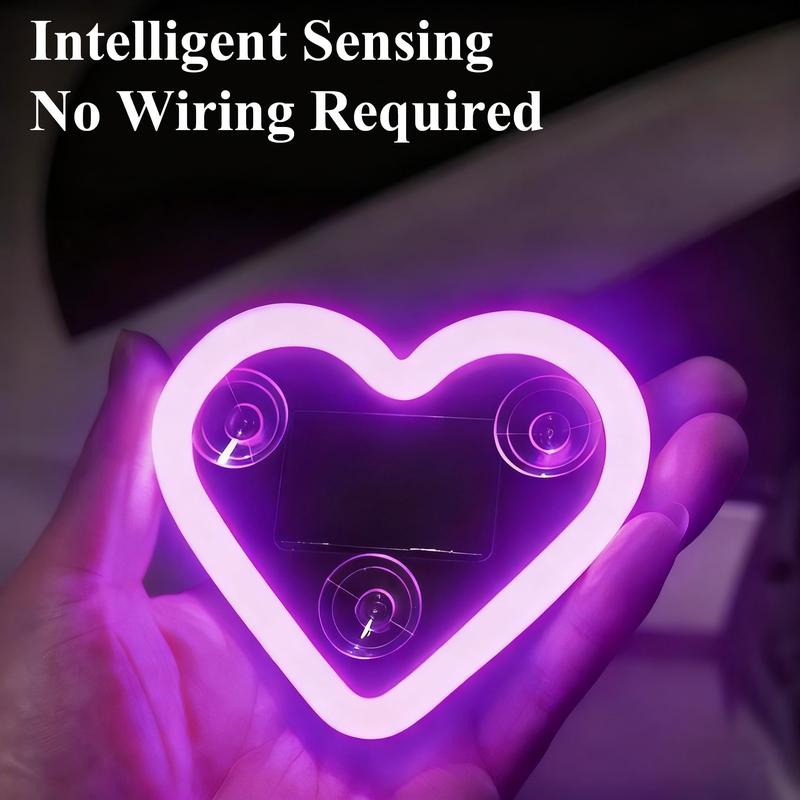2PCS-Solar Powered Wireless LED Heart Shape C-Pillar Neon Light Eco-Friendly Modern Stylish Look for Car Interior Decor 9.57mm x 8.42mm x 15.36mm 2PCS-Solar Powered Wireless LED Heart Shape C-Pillar Neon Light Eco-Friendly Modern Stylish Look for Car Interior Decor 9.57mm x 8.42mm x 15.36mm