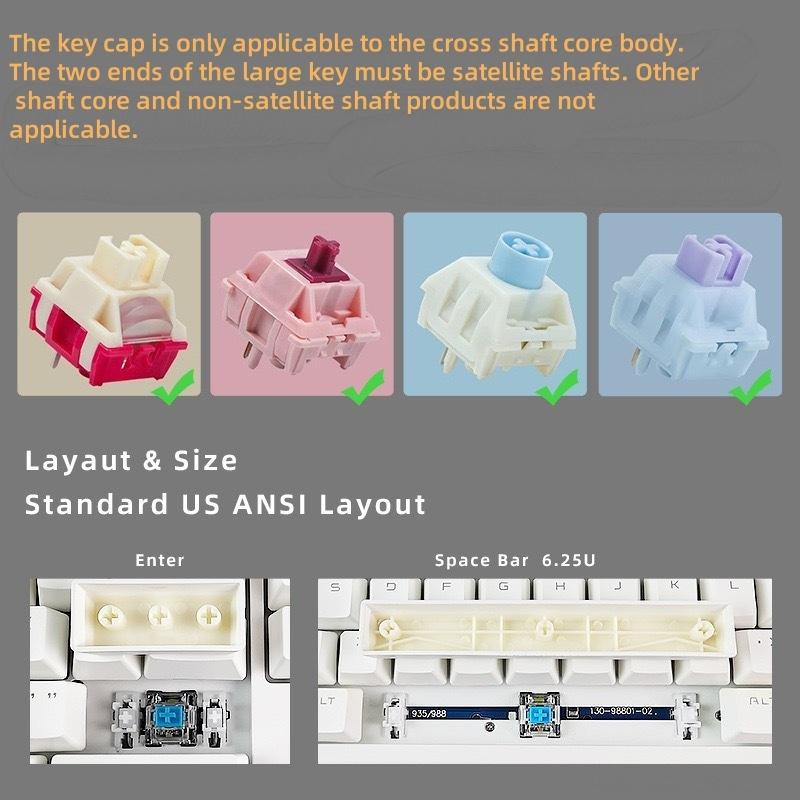 Carbon Fiber Side Engraved Keycaps 119 Keys Wooring Bee Magnetic Axis Compatible Mechanical Keyboard Universal Fit