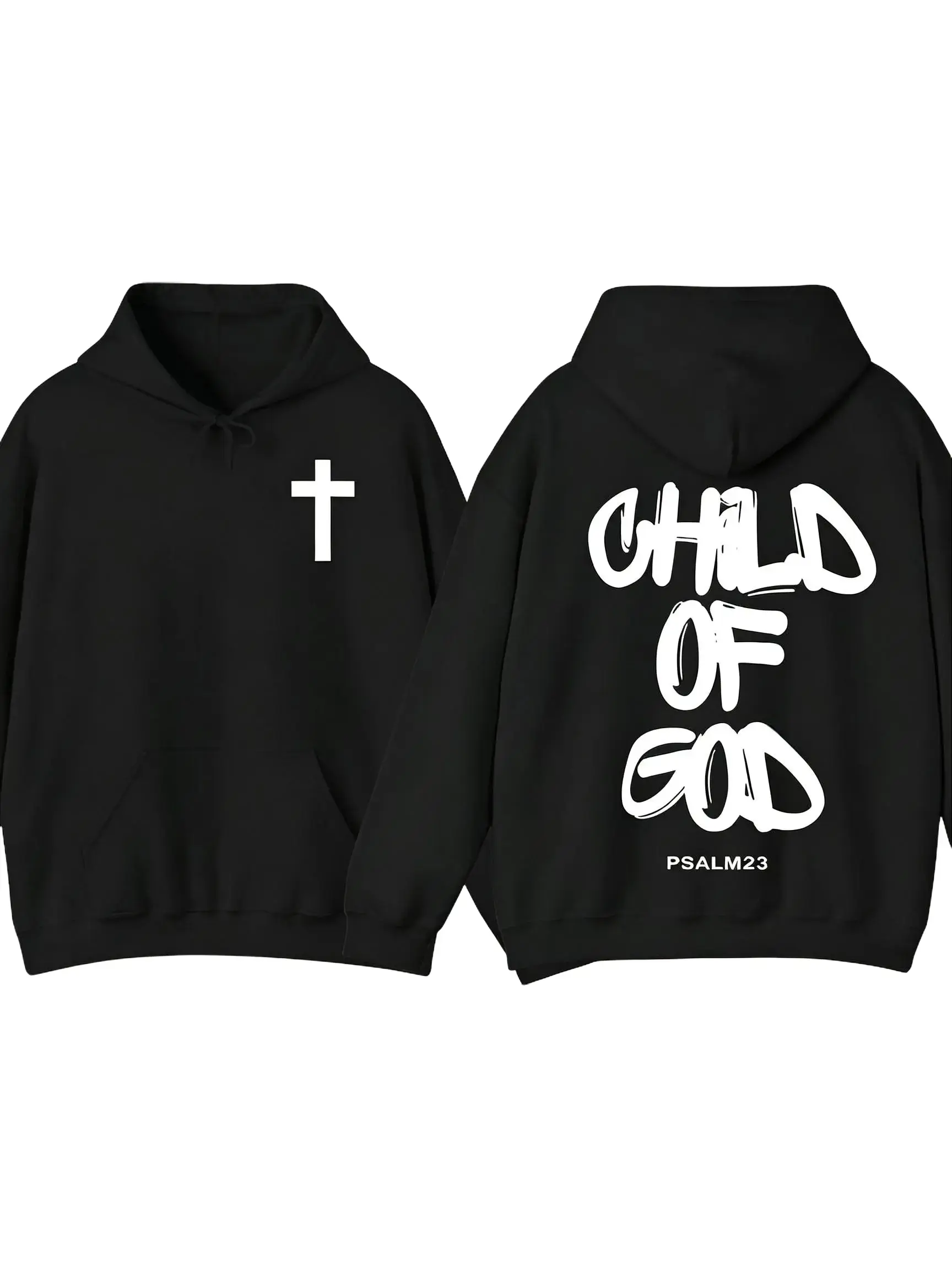 Child of God Hoodie – 2-Sided Faith Graphic Pullover, Christian Streetwear Sweatshirt, Unisex Casual Outfit, Trendy Spiritual Apparel Black Breathable