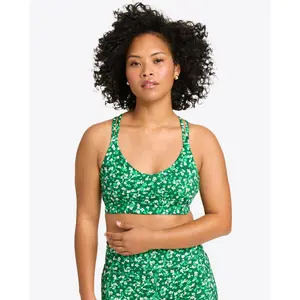 Crossback Sports Bra in Green Wildflower Ditsy