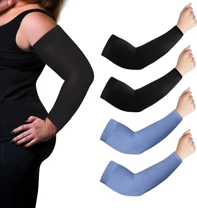 2 Pairs Plus Size Arm Sleeves Men Women M-3XL UV Sun Protection Cooling Ice Silk Cover Compression Arm Tattoo Driving compression sleeves arm slimmer shaper arm compression sleeve