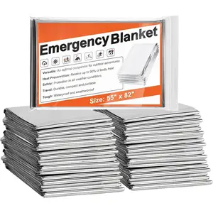 6 Pack Emergency Mylar Blanket, Emergency Blanket Space Blanket Survival Rescue Insulating Reflective foil kit Outdoors Hiking Camping Blanket Perfect for Outdoors, Hiking, Camping Survival