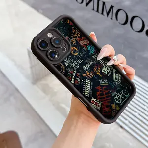 Graffiti Sticker Bombing Pattern style for iPhone17 16 15 14 13 12 11 Pro Max AIR E MINI Plus Compatible with Samsung Galaxy S22 S23 S24 S25 S26 A33 A34 A35 A36 A52 A53 A54 NOTE20 PLUS ULTRA  Case Silicone material with a matte texture