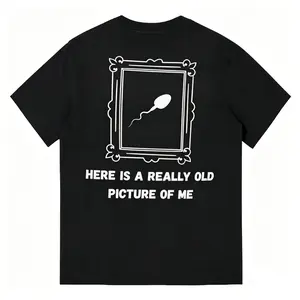 Funny Old Photo Slogan Graphic Tee, Casual Short Sleeve For Hangouts & Gatherings