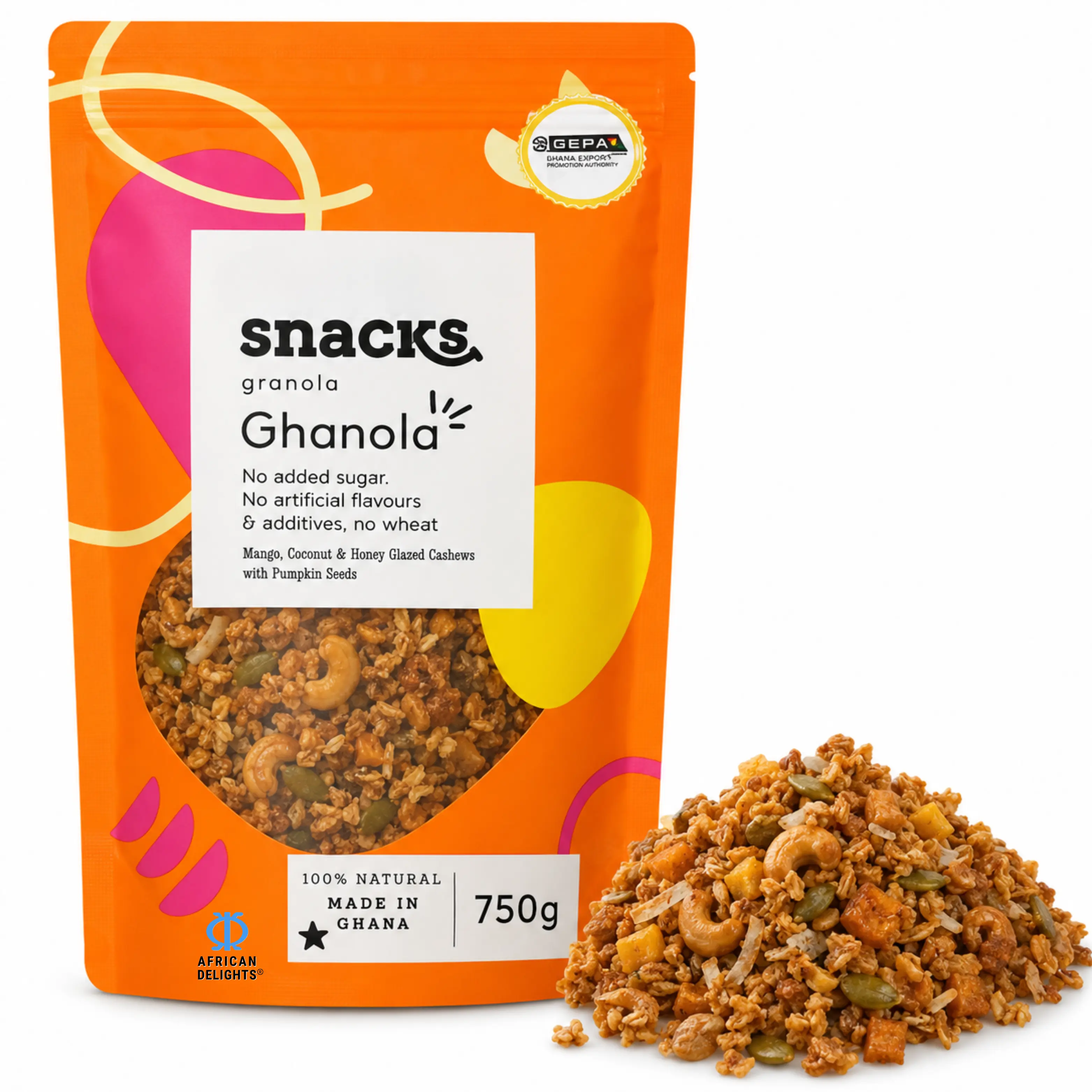 African Delights Ghanola Granola, 750g