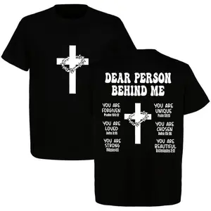 Christian Cross T-Shirt — Inspirational Apparel Featuring Bible Verses — Faith-Themed Clothing — Trendy Religious Top — Casual Slim Fit — 100% Cotton