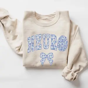 Neuro T-Shirt Or Sweatshirt • Coquette Floral Brain Neurology Work Sweater • Neuro Nurse shirt • Neurology Nurse • Neuroscience • Neurologist Cotton Crewneck Fabric Unisex