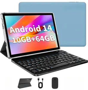 10.1" Android 14 Tablet, 10GB RAM, 64GB Storage, Octa-Core, with Keyboard & Mouse, 6000mAh Battery, Dual Camera, Wi-Fi, Fast Charging.