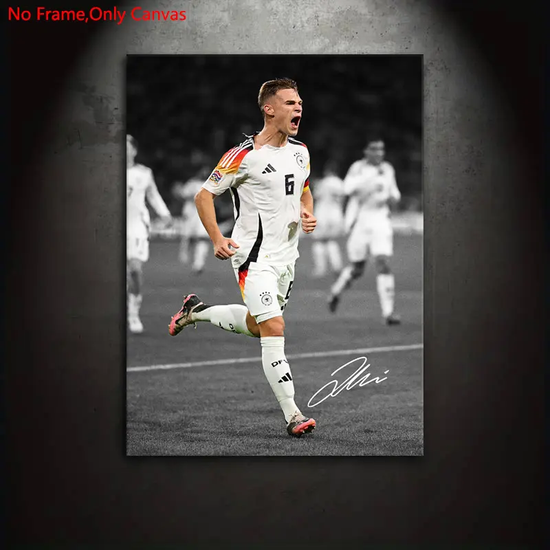 1 piece/set frameless canvas painting print poster, classic realistic style art, Joshua Kimmich shouting, a perfect gift for football culture enthusiasts, ideal gift for bedroom, living room, dorm hallway, kitchen, mural, wall decoration, room decoration