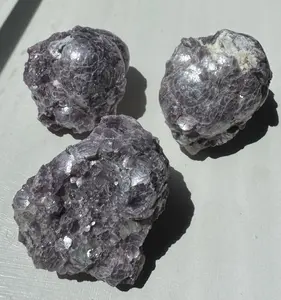 3 Botryoidal Lepidolite Crystal Clusters