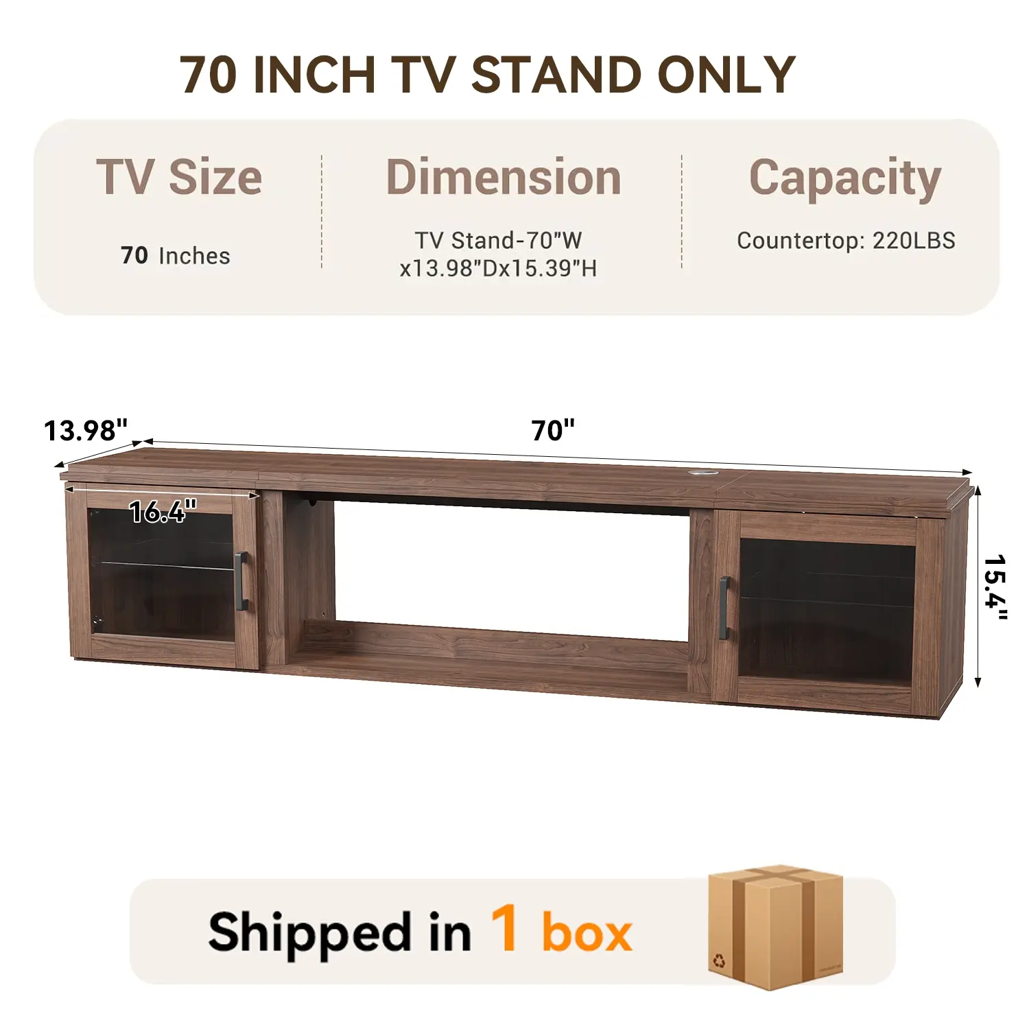 70" Brown/ only tv stand
