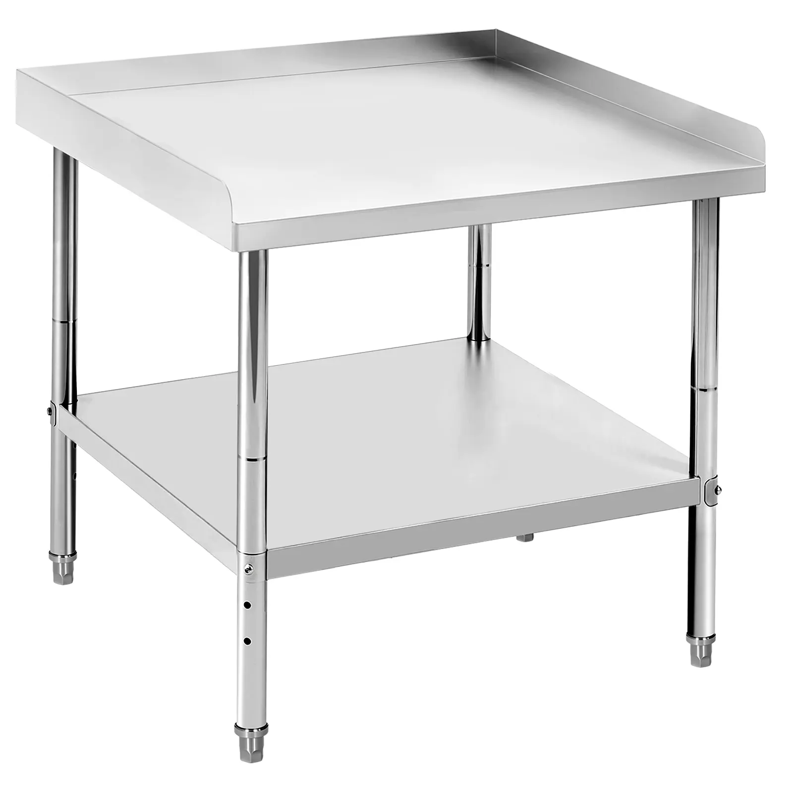 [Football Fan SeasonDeal] 201 Stainless Steel Outdoor Grill Table - Outdoor Furniture, Rectangular Commercial Cooking Workbench with Stationary Base, Fixed Baffle, No Fire Safety Label, Durable, Easy to Clean for Barbecue Parties, For Office Use