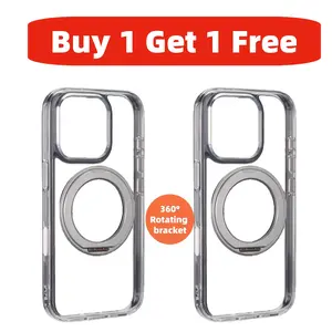 Shockproof Magnetic Case For iPhone 16 Pro Max iPhone 16 Plus iPhone 16 Pro, Built-in Metal 360° Ring Stand, Compatible with MagSafe, Military-Grade Protection Acrylic Clear Phone Cover