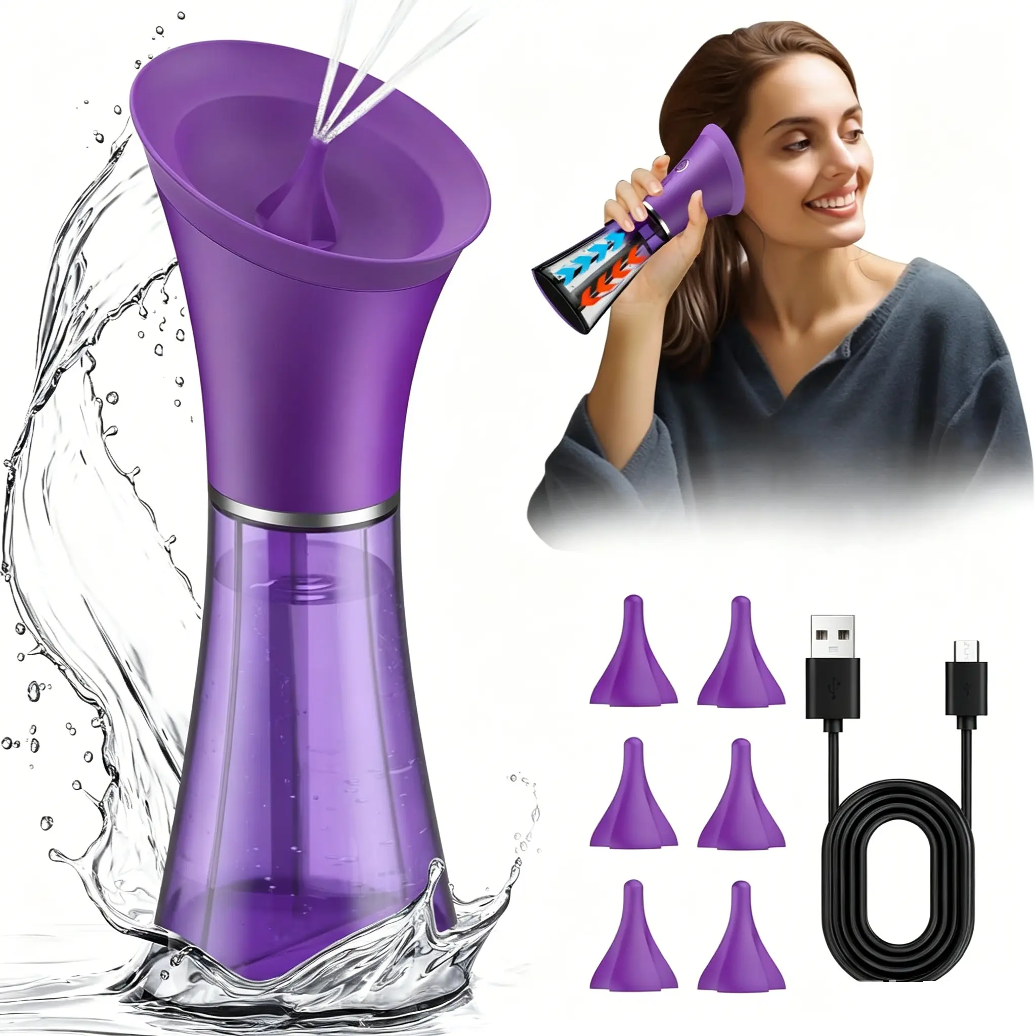 Ear Wax Removal Irrigation Kit,   Headot   IPX7 Waterproof Earwax Remover with Temp Indicator, Dual Separate Tanks, 4 Adjustable Water Pressure Settings, Soft Silicone Tip, Convenient & Hassle-Free Efficient Gentle Cleaning Tool, Ear Irrigation Kit