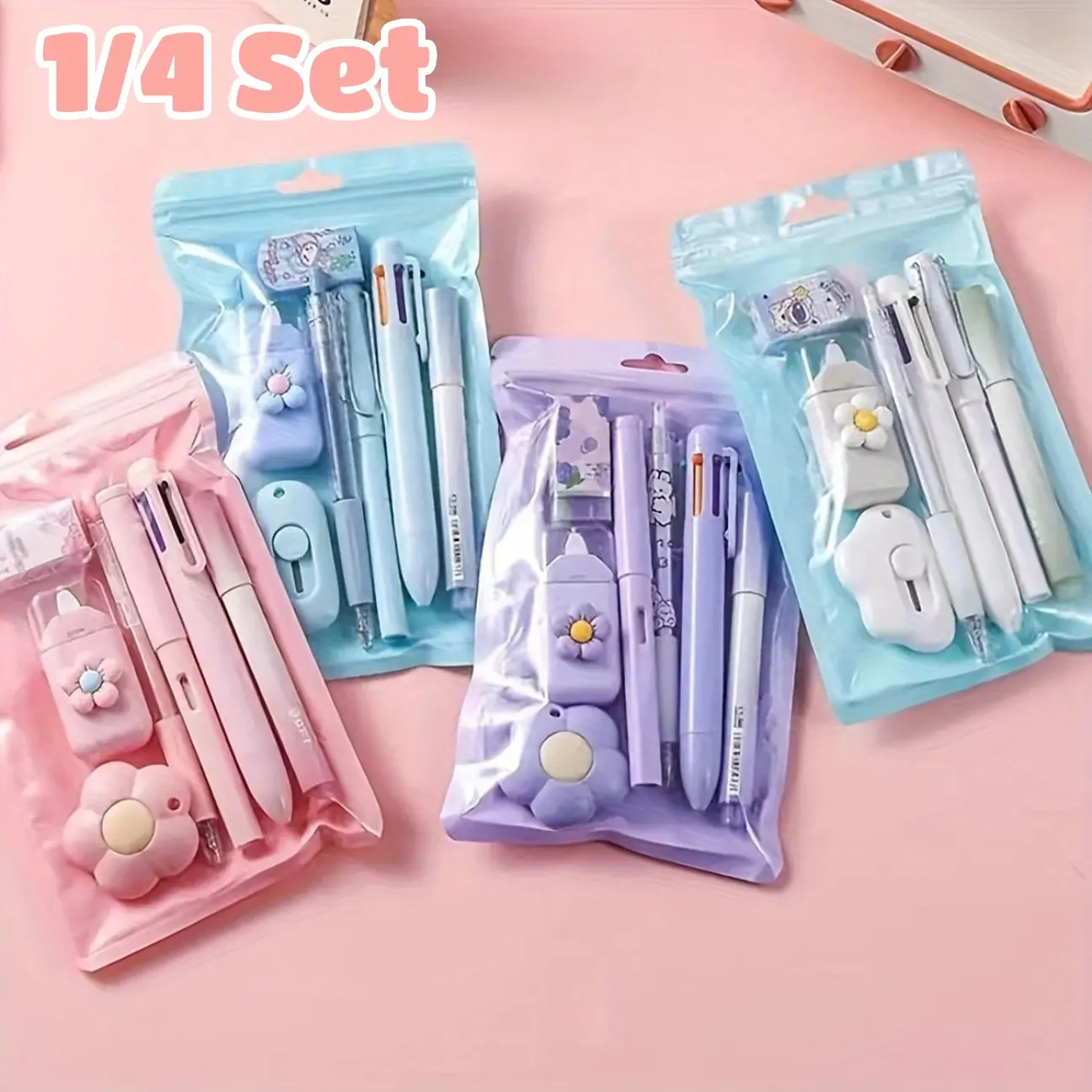 Cute Stationery Set, 1/2/4 Sets Writing Essentials Set, Pen Set, School Supplies Gift for Student & Stationery Supplies for Home School Office, School Classroom Supplies, Homeschool Supplies