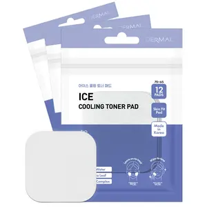 DERMAL Ice Cooling Toner Pad - Korean Soothing & Hydrating Toner Pads with Aloe Vera - After Suncare, Sunburn Relief, Redness Relief - Vegan Square Pads - Travel Kit 12 Pads, 3 Pack (Total 36 Pads)
