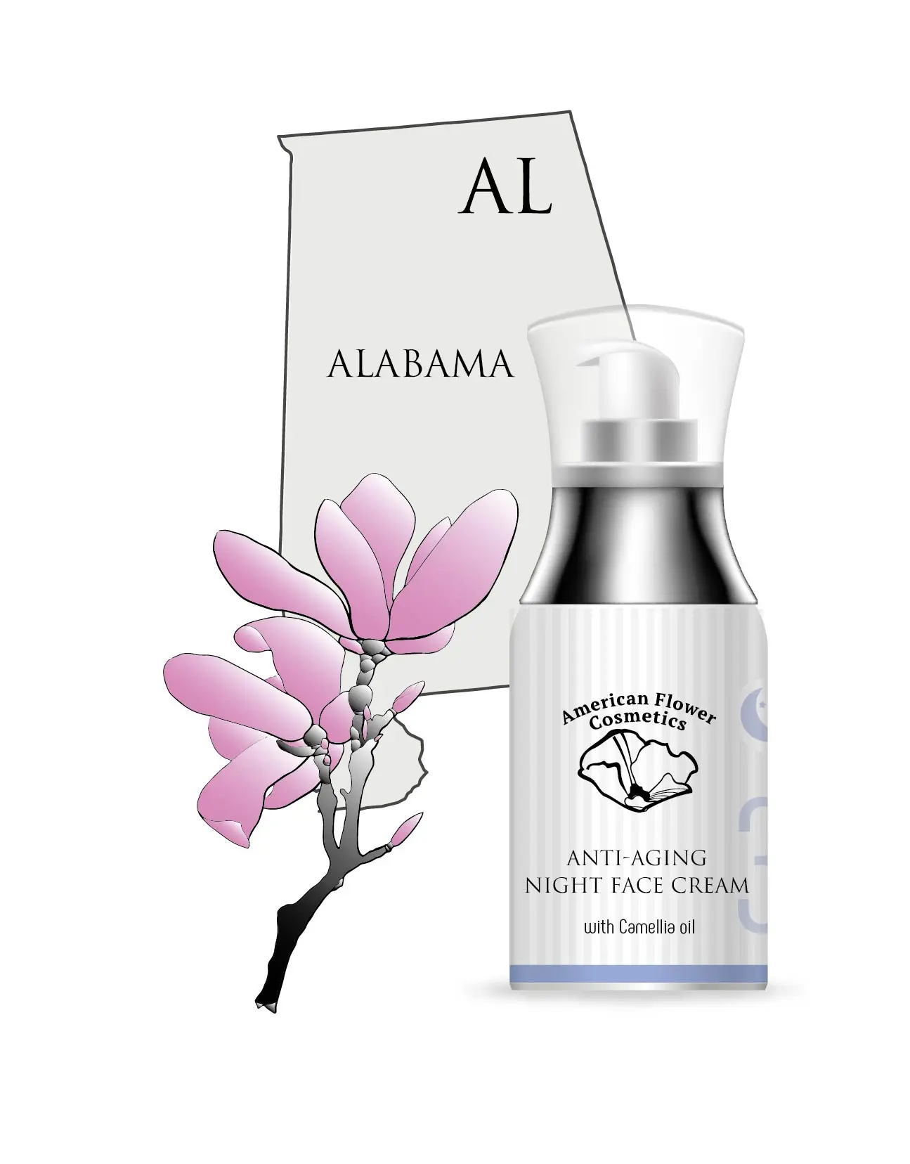 American Flower Cosmetics Anti-Aging Night Cream with Shea, Camellia Oil, SKINectura Peptide, Hyaluronic Acid, IBR-Snowflake - Plumping, Skin-Repair Face Cream to Moisturize, Smooth Skin, 1.7 fl oz, Hydrate, Moisturizers, Soft Skin