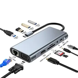 USB C Laptop Docking Station Dual Monitor HDMI for Dell/Lenovo/HP Laptop 11 in 1 USB C Hub Multiport Adapter Dongle Dock USB C to 2 HDMI 4K+DisplayPort+Ethernet+4USB+2USB C+100W PD Charger+SD/TF+Audio