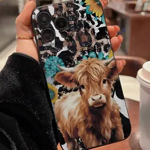 Cute Cow Pattern Phone Case, Decorative Protective Phone Protector Cover, Phone Accessories Compatible with iPhone 11 12 13 14 15 16 Pro Max
