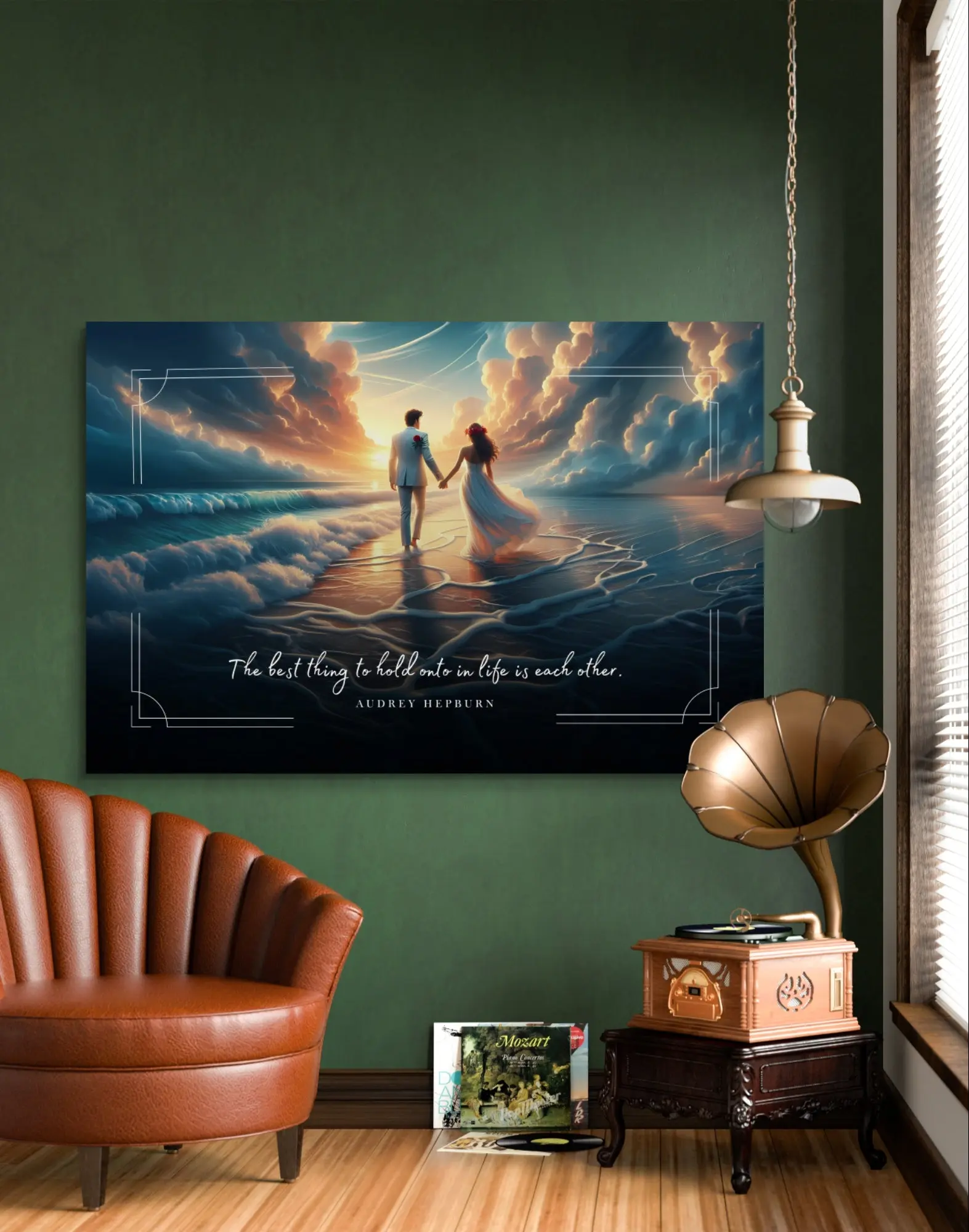 Audrey Hepburn Quote Canvas Print - The Best Thing to Hold Onto in Life is Each Other - Romantic Wall Art for Room Decoration & Ornaments