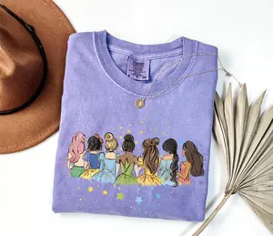 Comfort Colors Princesses T-Shirt, Girls Trip Tee, Watercolor Princess Shirt