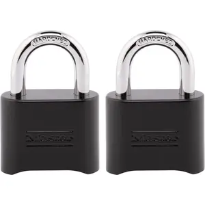 Black Combination Padlock, Set Your Own Combo Lock, Weather Resistant Indoor and Outdoor Padlocks with Code for Gym Locker, Gate, Shed, 2 Pack, 178EC2