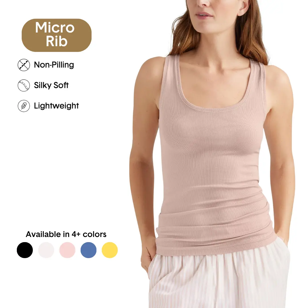 Tommy John Women’s Micro Rib Fitted Tank | Silky Soft Lightweight Top | Stretch Fit, Breathable, Tagless Comfort Style Modal Womenswear Smooth
