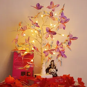 60cm Butterfly-shaped Birch Tree Light, Home Decor Light, with 24 LED Flashing Lights, USB/3AA Battery Powered, Indoor Tabletop Decor for Bedroom, Valentine's Day, Christmas, Perfect Gift for Girlfriend Mom, Decorative Lights