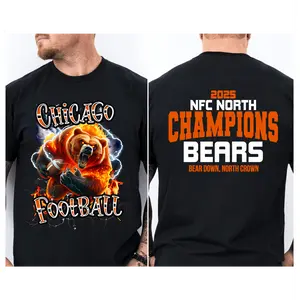 100% Cotton Unsiex Football Bear Fan Tee, 2025 NORTH Champion BEAR DOWN Shirt for Football Lover