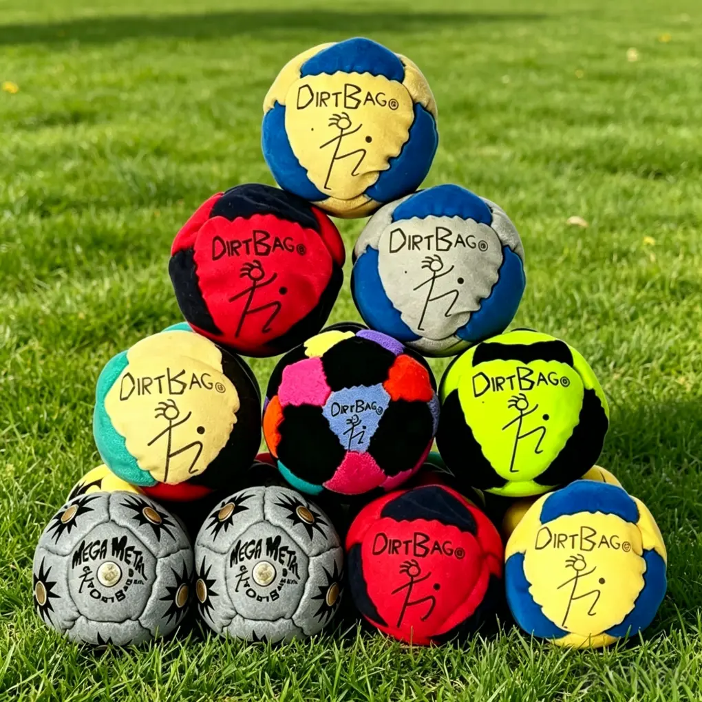 DirtBag Premium Hacky Sack Footbag Toy - Sand-Filled, Non-Slip, Lightweight, Durable Fabric, Compact - Improves Balance & Coordination for Adults (All Skill Levels) - Backyard, Park Use