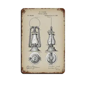 Vintage Metal Tin Signs Vintage Patents Tubular Lantern Patent Metal Signs, Customize for Office, Business, Home, Workplace, Airbnb, Delivery Signs, Rust Free,Aluminum, Fade Resistant