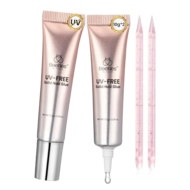 Beetles Super Strong Fast Drying Nail Glue - No UV Light Needed for False Nails Tips and Press On Nails Manicure Nailcare Strong Hold for False & Acrylic Nails Spring Nail