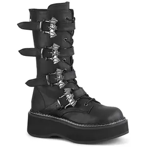 Demonia Emily-322 Black Vegan Leather Knee-high Boots