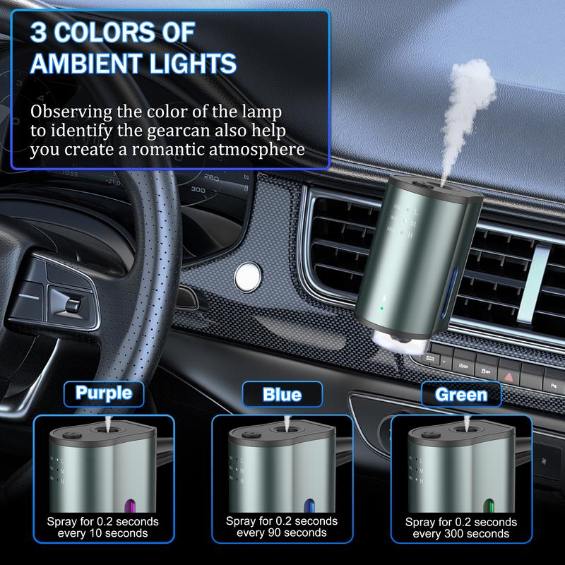 Smart Car Air Freshener with Three Adjustable Concentration Scent Levels, Portable Waterless Car Diffuser Air Freshener Car Aromatherapy Diffuser,  3*10ML Natural Perfume