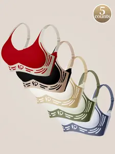 Women's Colorblock Vneck Wireless Bra, SoftComfortable Adjustable Straps BreathableBackless Style Bra, Casual Women's Lingerie forAll Seasons, Bras for Women, Lingerie forWomen,Womenswear, Underwear