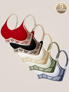 Women's Colorblock Vneck Wireless Bra, SoftComfortable Adjustable Straps BreathableBackless Style Bra, Casual Women's Lingerie forAll Seasons, Bras for Women, Lingerie forWomen,Womenswear, Underwear