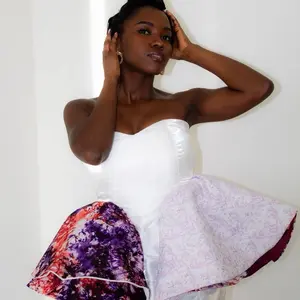 Tie Dye Peplum Dress - White with Colorful Flair for Women