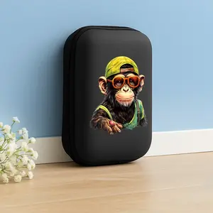 Trendy Gorilla Pattern Storage Box, Essential Office & Travel Organizer, Durable Eva Hard Shell, Mesh Pocket Design, Portable Accessories Holder