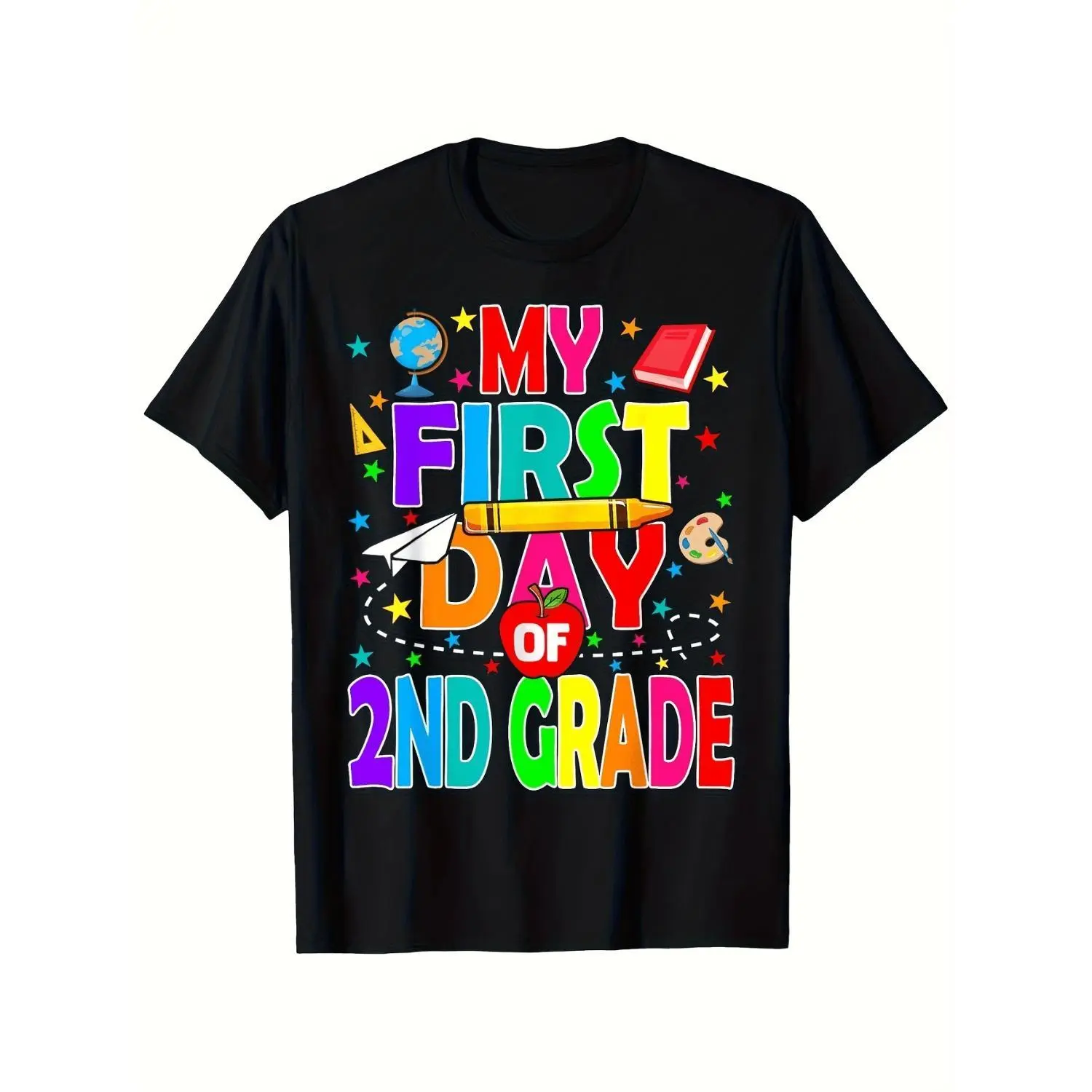 My First Day of Second Grade Back-to-school Boy Boy Girl T-shirt Suitable for Boys' Breathable Casual Comfortable Top Street Fashion Casual Summer T-shirt. The Best Birthday Gift for Teenagers - the Favorite T-shirts for Boys and Girls