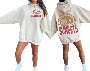 Forever Chasing Sunsets Retro Summer Cotton Sweatshirt and Hoodie Tops, Retro Beach Tropical Summer Minimalist Outdoor