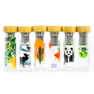 Glass Tea Tumblers With Infuser and Travel Sleeve, 16oz