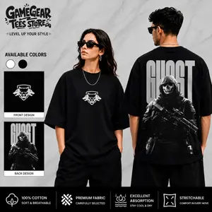 Ghost Call Of Duty Black OPS 6  Game Double Printed Graphic Premium Cotton T-Shirt Vintage Gamer Tee – Top Trendy Y2K Streetwear Unisex Retro Video FPS Gaming Fan Gift