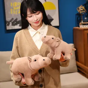 Adorable Lifelike Hippo Plush Toys Stuffed Soft Animal Doll Cute Desktop Pets Kids Game Props Funny Birthday Xmas Gift