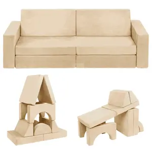 Christmas gift idea,Topwin Arched Handrail Sofa,Blue – Modular Play Couch for Playroom & Bedroom,Instant Expansion, Comfortable & Stylish Design